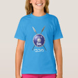Maccabee Shield And Spears T-Shirt<br><div class="desc">A depiction of a Maccabee's shield and two spears. The shield is adorned by a lion and text reading "Yisrael" (Israel) in the Paleo-Hebrew alphabet. "Maccabee" also appears in modern Hebrew. The Maccabees were Jewish rebels who freed Judea from the yoke of the Seleucid Empire. Chanukkah is not just a...</div>