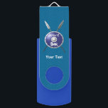 Maccabee Shield And Spears USB Flash Drive<br><div class="desc">Chag Sameach! A depiction of a Maccabee's shield and two spears. The shield is adorned by a lion and text reading "Yisrael" (Israel) in the Paleo-Hebrew alphabet. Add your own text. The Maccabees were Jewish rebels who freed Judea from the yoke of the Seleucid Empire. Chanukkah is not just a...</div>