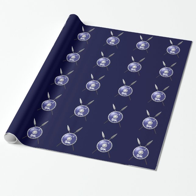 Maccabee Shield And Spears Wrapping Paper (Unrolled)