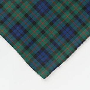 MacCallum Clan Royal Blue and Green Tartan Fleece Blanket