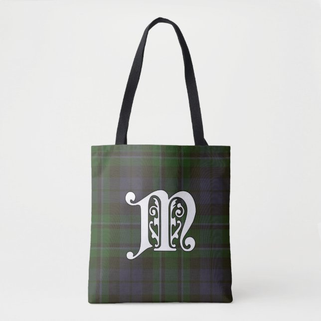 MacCallum Clan Tartan Monogram Tote Bag (Front)