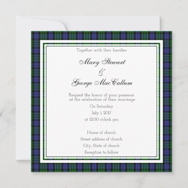 MacCallum Scottish Wedding Square Invitation (Front)
