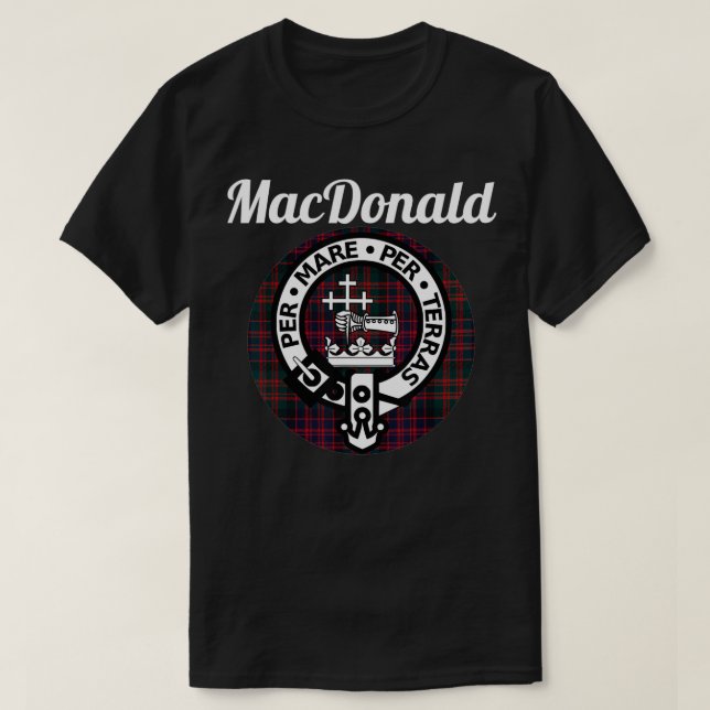 MacDonald Clan Scottish Name Coat Of Arms Tartan  T-Shirt (Design Front)