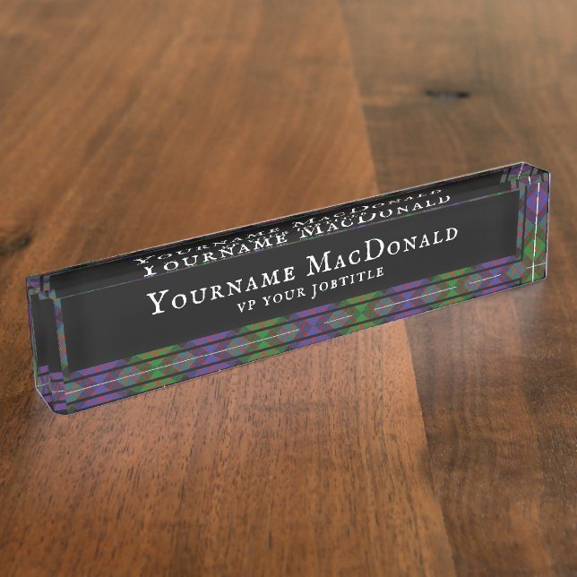 MacDonald Scottish Clan Tartan Plaid Pattern Nameplate (Side)