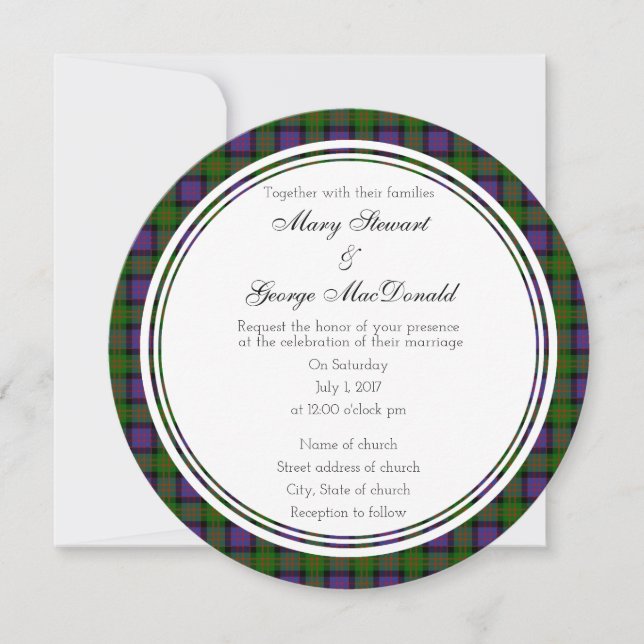 MacDonald Scottish Wedding Round Invitation (Front)