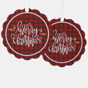 MacDonald Sleet Modern Scottish Tartan Christmas Tree Decoration Card