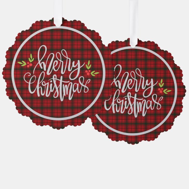 MacDonald Sleet Modern Scottish Tartan Christmas Tree Decoration Card (Front/Back)