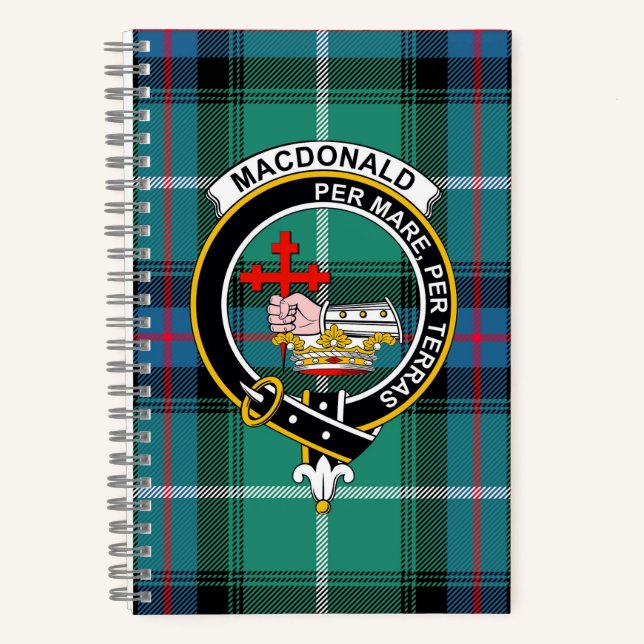 MacDonald Tartan and Clan Badge Spiral Notebook (Front)