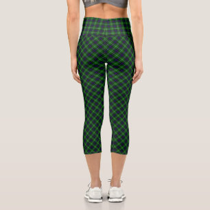 MacDonald tartan green blue plaid Capri Leggings