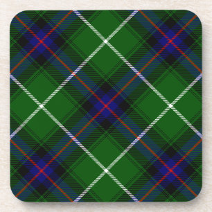 MacDonald tartan green blue plaid Coaster