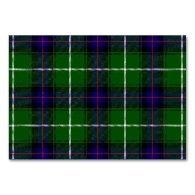MacDonald tartan green blue plaid Table Number (Front)