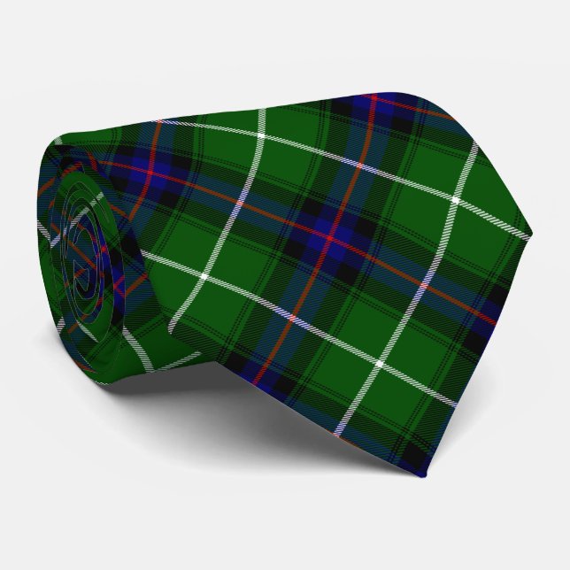 MacDonald tartan green blue plaid Tie (Rolled)