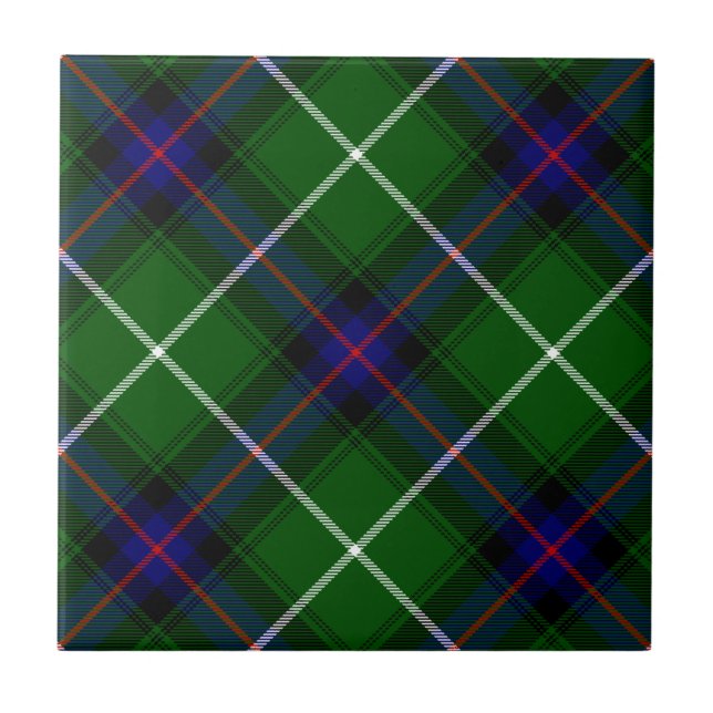 MacDonald tartan green blue plaid Tile (Front)