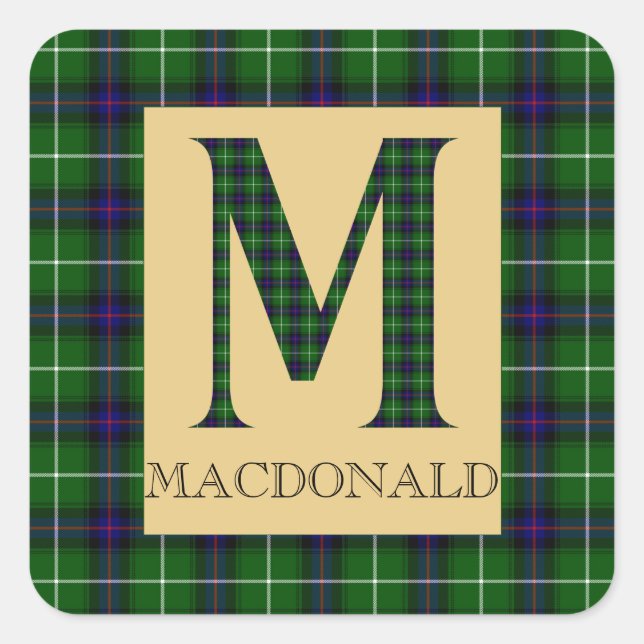 MacDonald Tartan Monogram M  Square Sticker (Front)