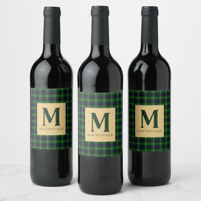 MacDonald Tartan Monogram M  Wine Label (Bottles)