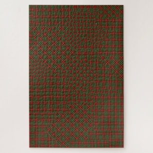 MacDougall Modern Blue Tartan Plaid Patchwork Jigsaw Puzzle