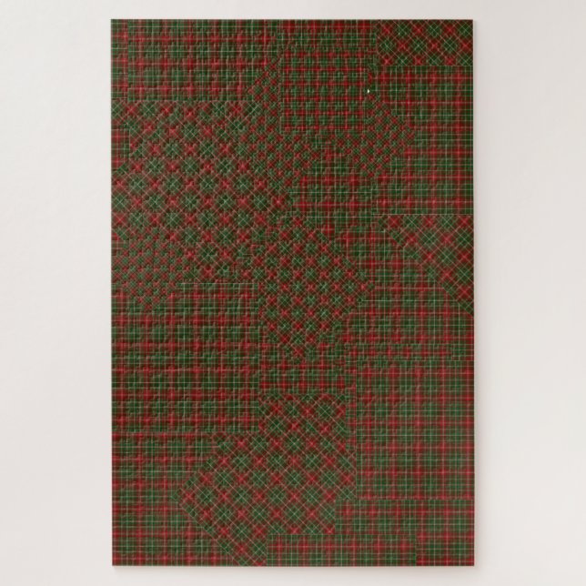 MacDougall Modern Blue Tartan Plaid Patchwork Jigsaw Puzzle (Vertical)