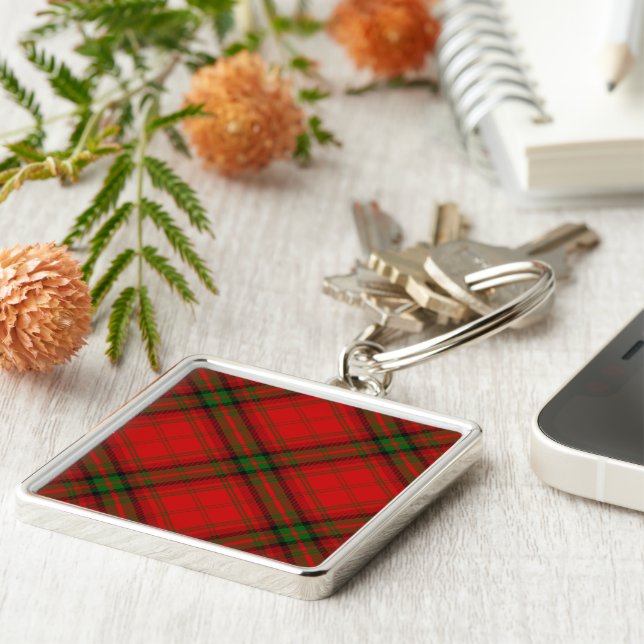 MacDougall tartan red green plaid Key Ring (Side)