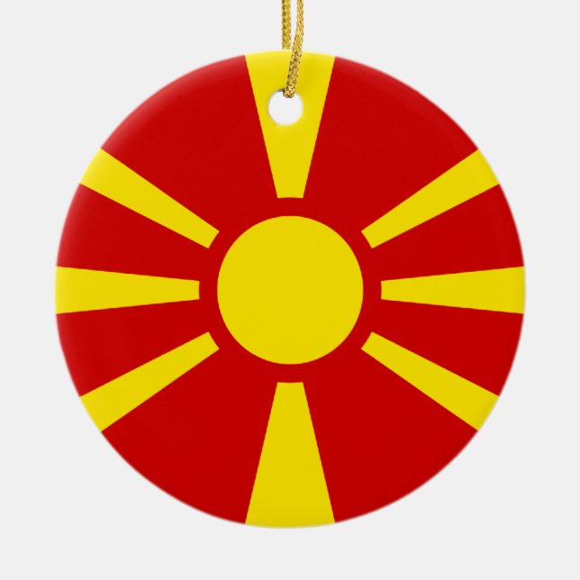 Macedonia Flag Ceramic Tree Decoration (Front)