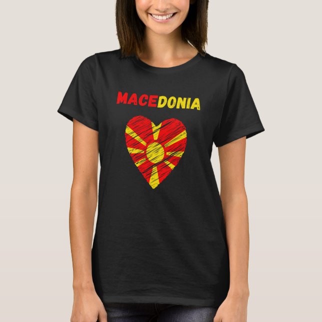Macedonia Flag Holiday Macedonia Heart Macedonian  T-Shirt (Front)