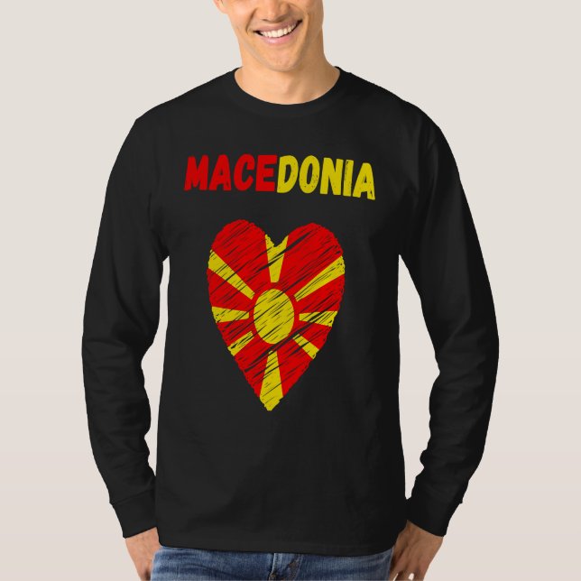Macedonia Flag Holiday Macedonia Heart Macedonian  T-Shirt (Front)