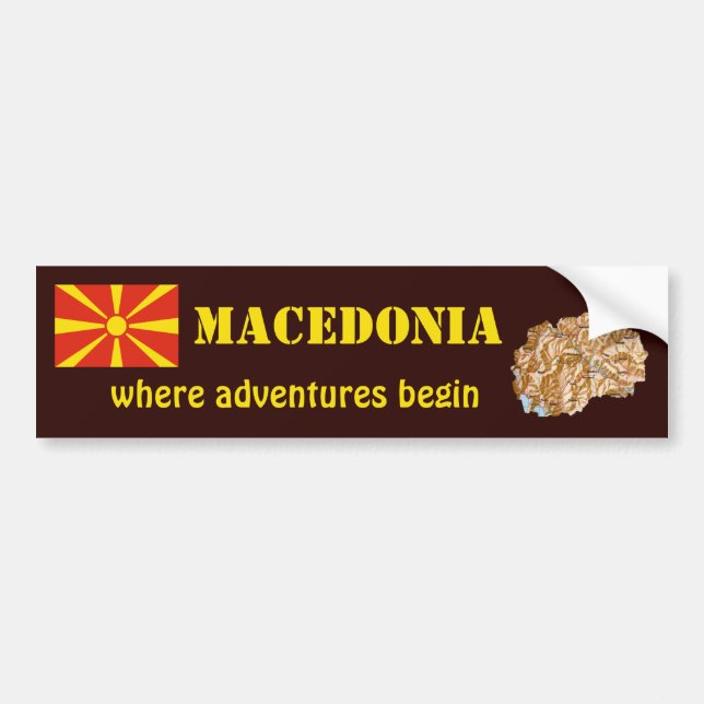 Macedonia Flag + Map Bumper Sticker (Front)