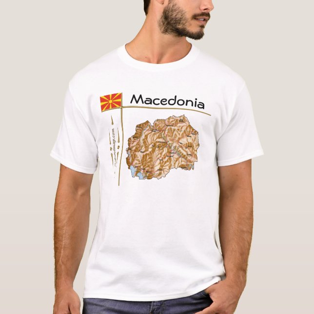 Macedonia Map + Flag + Title T-Shirt (Front)