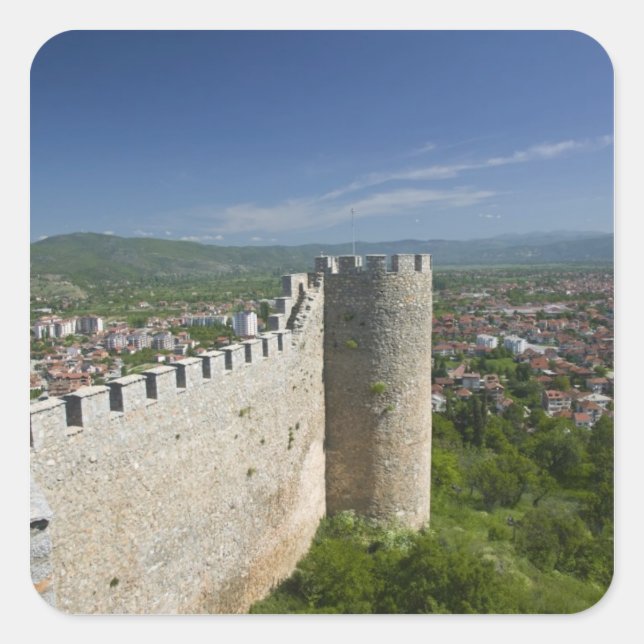 MACEDONIA, Ohrid. Car Samoil's Castle / Square Sticker (Front)