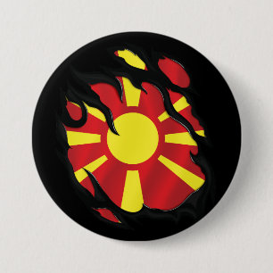 Macedonia Ripped Flag 7.5 Cm Round Badge