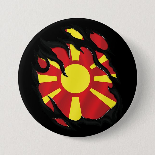 Macedonia Ripped Flag 7.5 Cm Round Badge (Front)