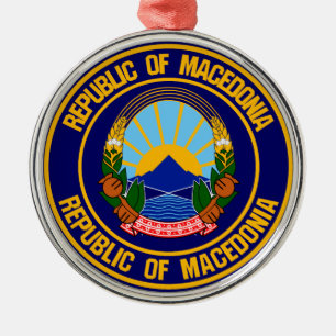 Macedonia Round Emblem Metal Tree Decoration
