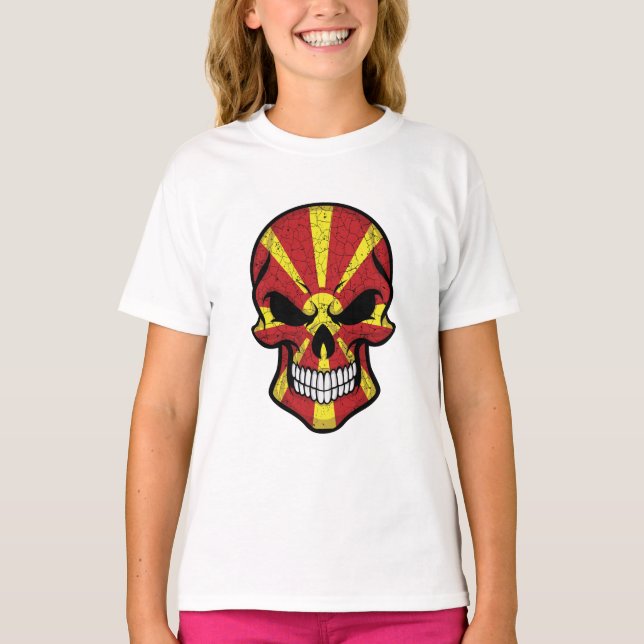Macedonia Smiling Skull Flag T-Shirt (Front)