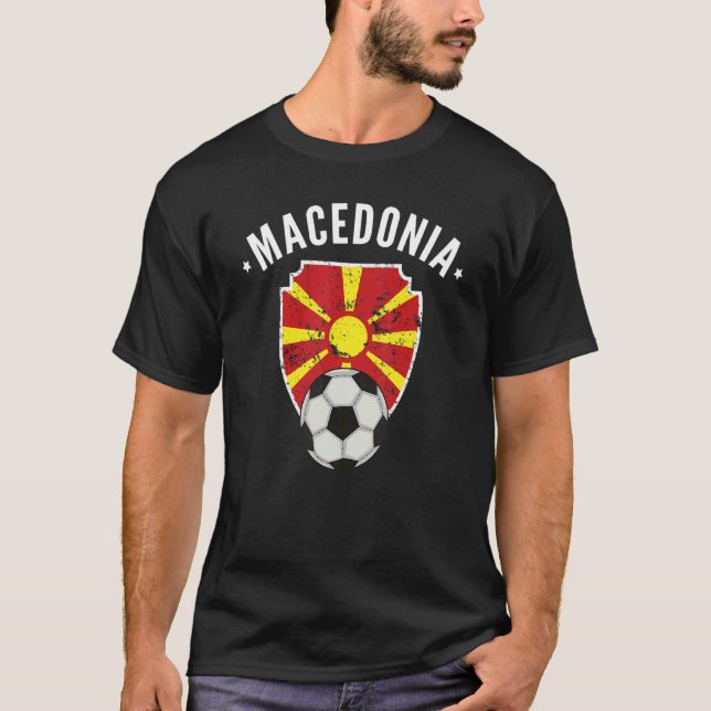 Macedonia Soccer Flag Football Macedonian Pride Ro T-Shirt (Front)