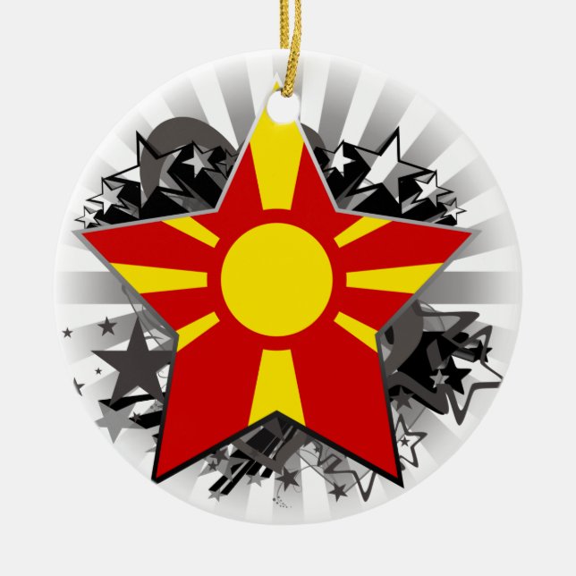 Macedonia Star Ceramic Tree Decoration (Front)