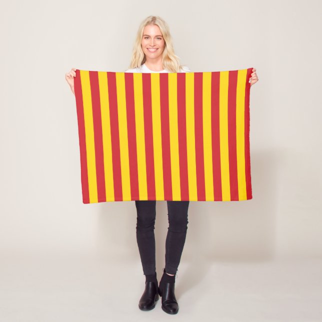 Macedonia Vietnam flag stripes country red green p Fleece Blanket (In Situ)