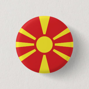 Macedonian Flag, Flag of North Macedonia 3 Cm Round Badge