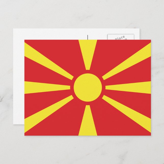 Macedonian Flag, Flag of North Macedonia Postcard (Front/Back)
