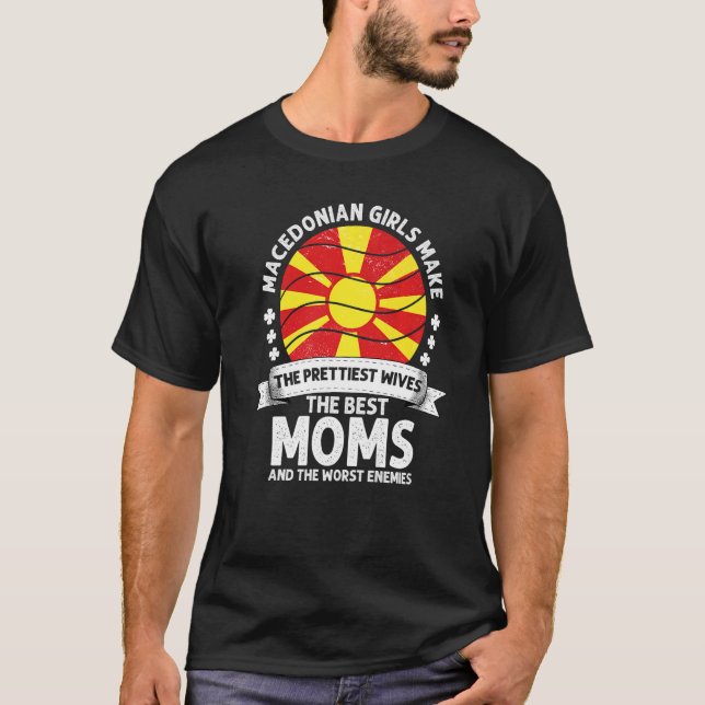 Macedonian Mum Mothers Day Mama Macedonian America T-Shirt (Front)