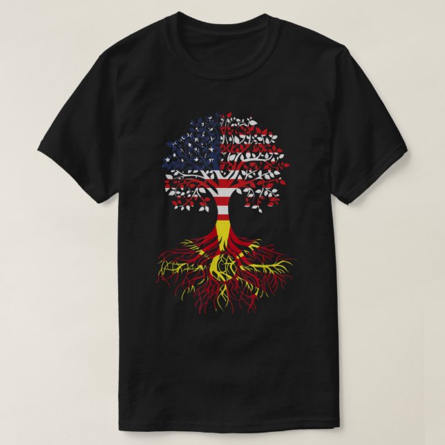 Macedonian Roots American Grown Tree Flag  T-Shirt (Design Front)