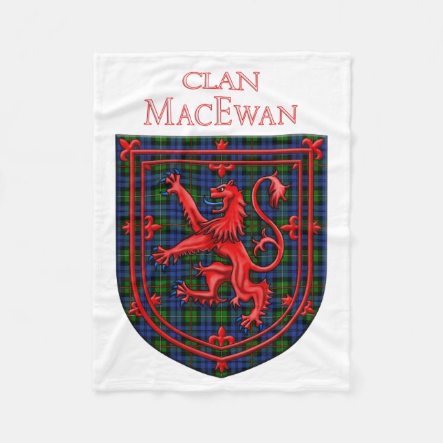 MacEwan Tartan Scottish Plaid Lion Rampant Fleece Blanket (Front)