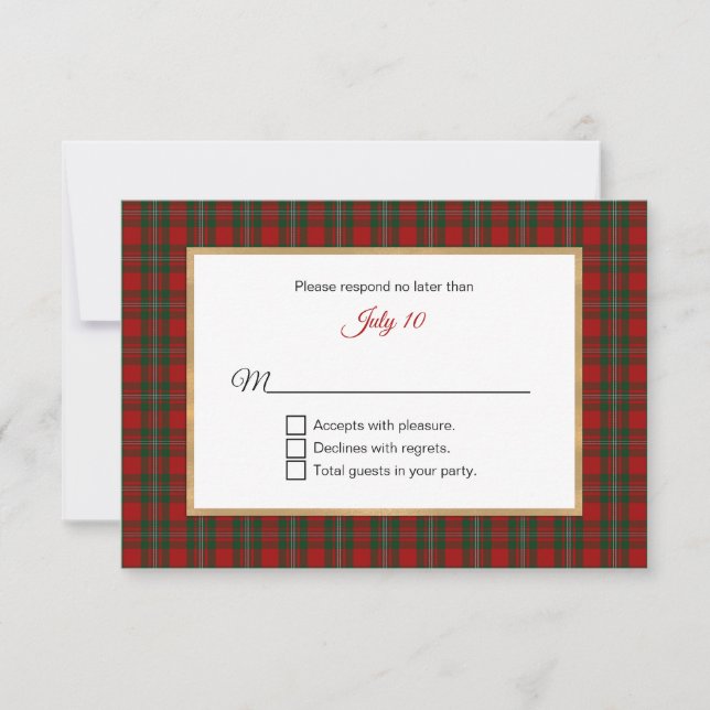 MacFarland Tartan Plaid Wedding  RSVP Card (Front)