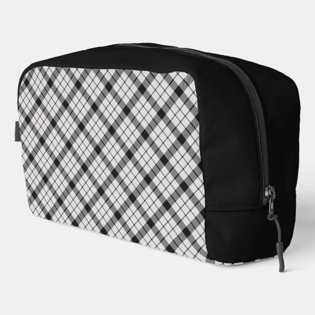 MacFarlane Black and White Scottish Highland Plaid Dopp Kit (Right Corner)