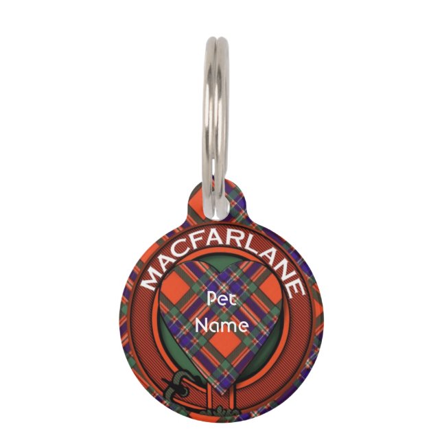 Macfarlane clan Plaid Scottish tartan Pet Tag (Front)