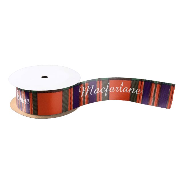 Macfarlane clan Plaid Scottish tartan Satin Ribbon (Spool)