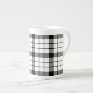 MacFarlane tartan black white plaid Bone China Mug