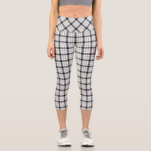 MacFarlane tartan black white plaid Capri Leggings