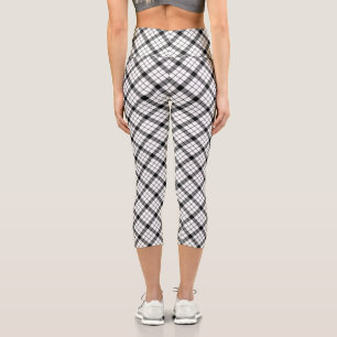 MacFarlane tartan black white plaid Capri Leggings