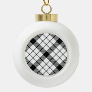 MacFarlane tartan black white plaid Ceramic Ball Christmas Ornament