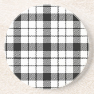MacFarlane tartan black white plaid Coaster