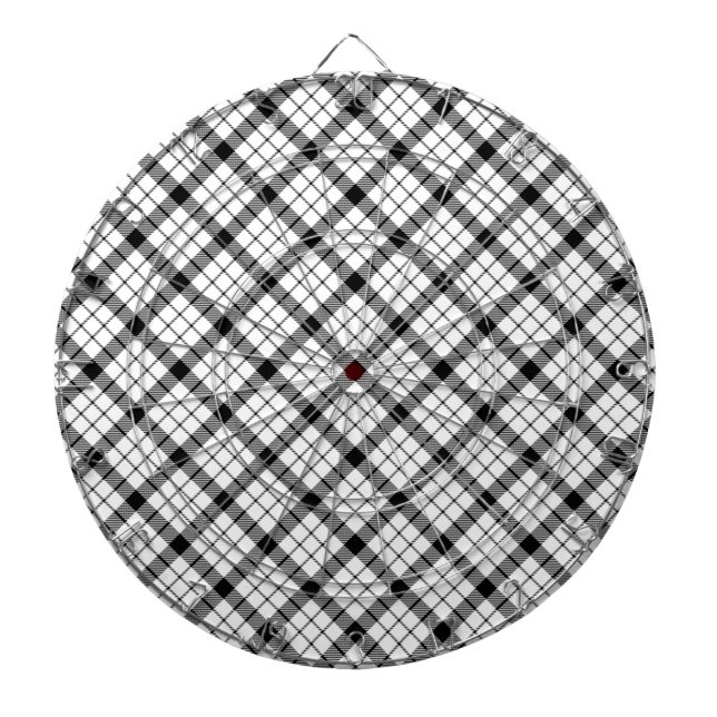 MacFarlane tartan black white plaid Dartboard (Front)